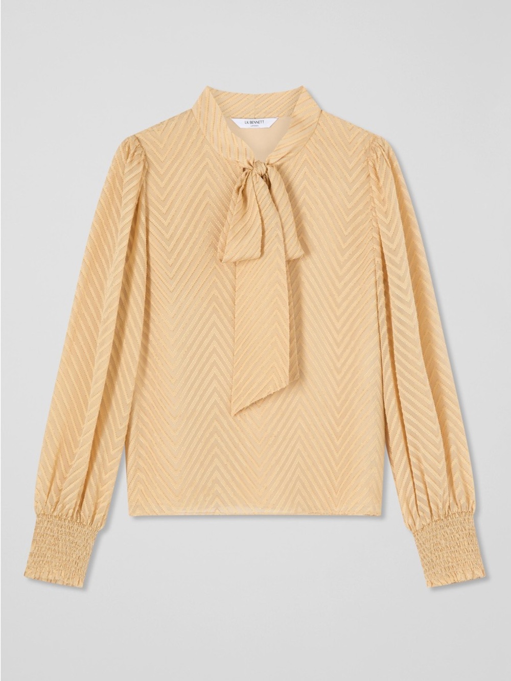 LK Bennett Polly Long Sleeve Silk Blend Devoré Top NWT